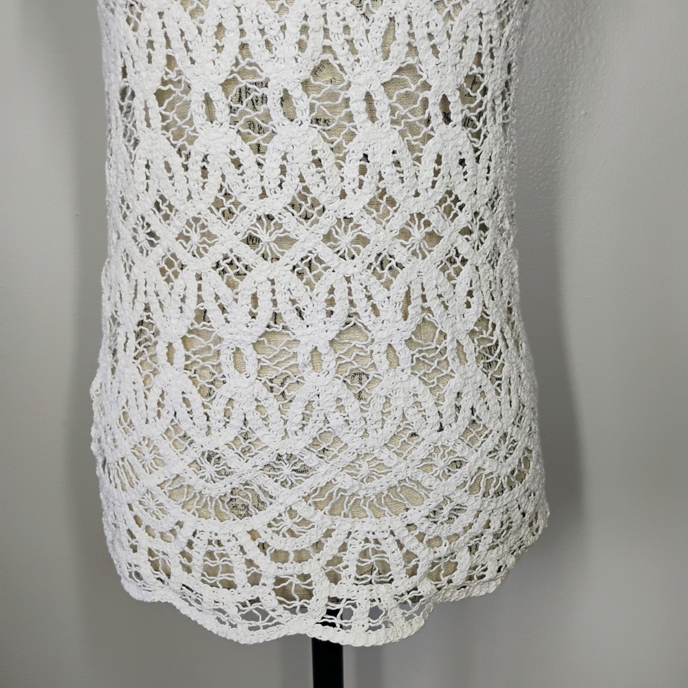 Sundance Lace Tank Top Womens Small White Crochet Knit Festival Boho Coastal - Picture 3 of 9